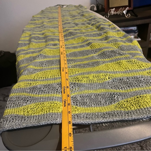 Vertigo loose Knit Maxi Dress Swimsuit Coverall Yellow Gray Size M - Picture 3 of 10